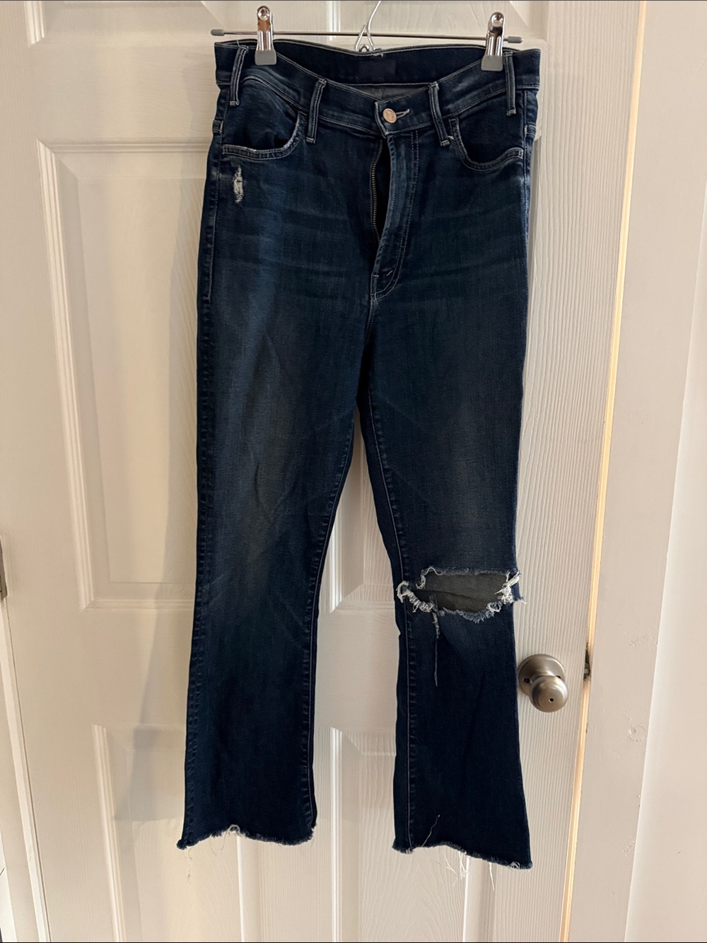 MOTHER Dark Wash The Hustler Ankle Fray